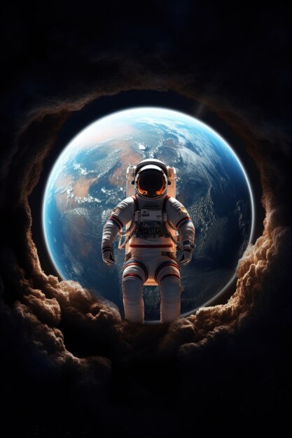 Full shot fotorealistico dell'astronauta