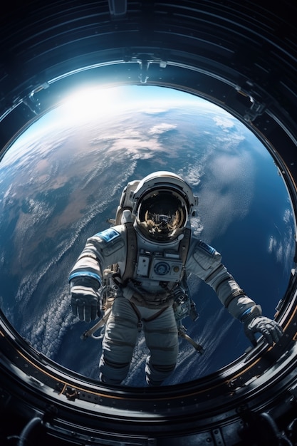 Full shot fotorealistico dell'astronauta