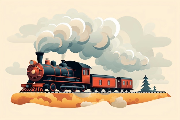 Fumo di cartone animato con treno