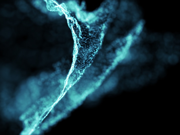 fumo incandescente fatto di particelle sul nero