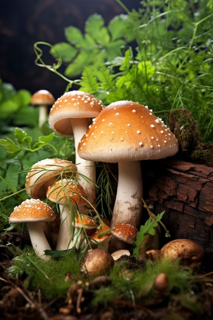 Funghi che crescono nella foresta naturale