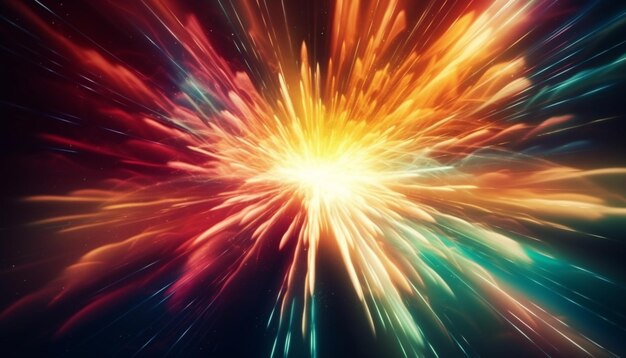 Fuochi d'artificio incandescenti accendono festeggiamenti vibranti nello spazio generato dall'intelligenza artificiale