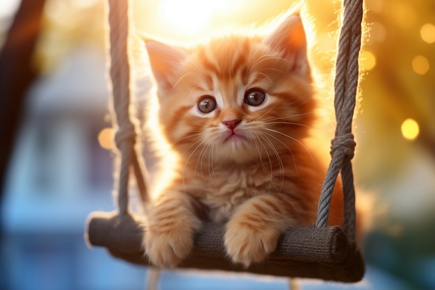 Gattino dall'aspetto adorabile con altalena