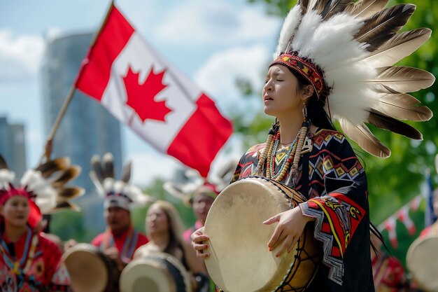 Gente che celebra il giorno del Canada