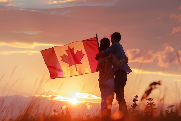 Gente che celebra il giorno del Canada