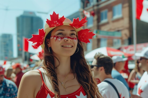 Gente che celebra il giorno del Canada