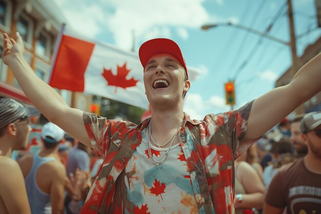 Gente che celebra il giorno del Canada