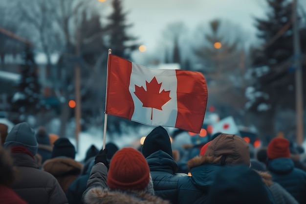 Gente che celebra il giorno del Canada