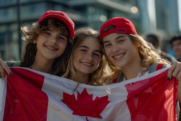 Gente che celebra il giorno del Canada