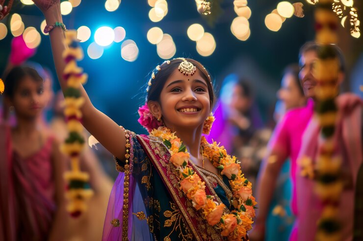 Foto gratuito gente realistica che celebra il gudi padwa