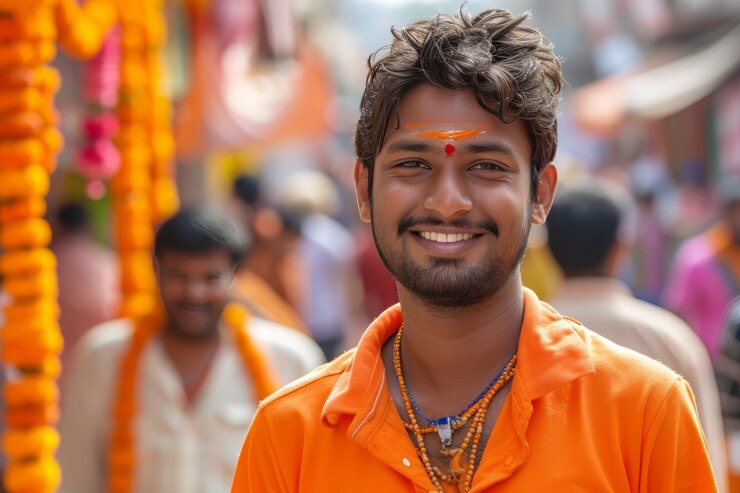 Foto gratuito gente realistica che celebra il gudi padwa