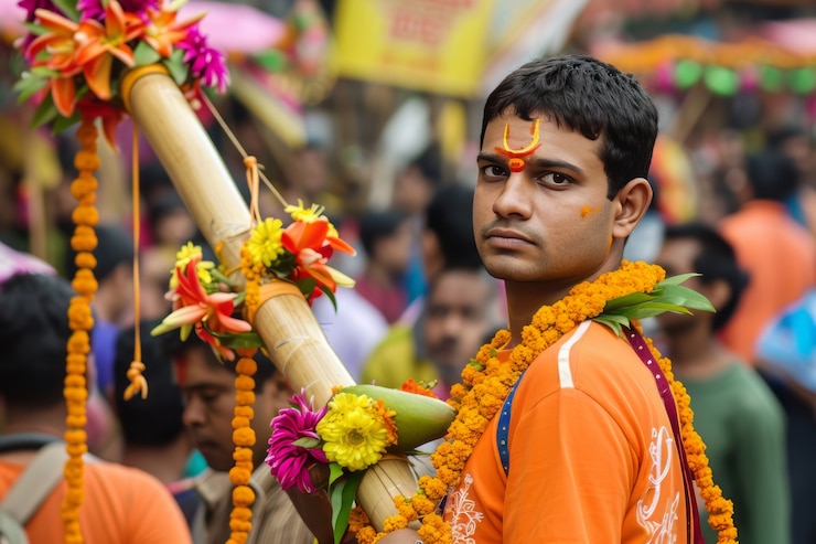 Foto gratuito gente realistica che celebra il gudi padwa