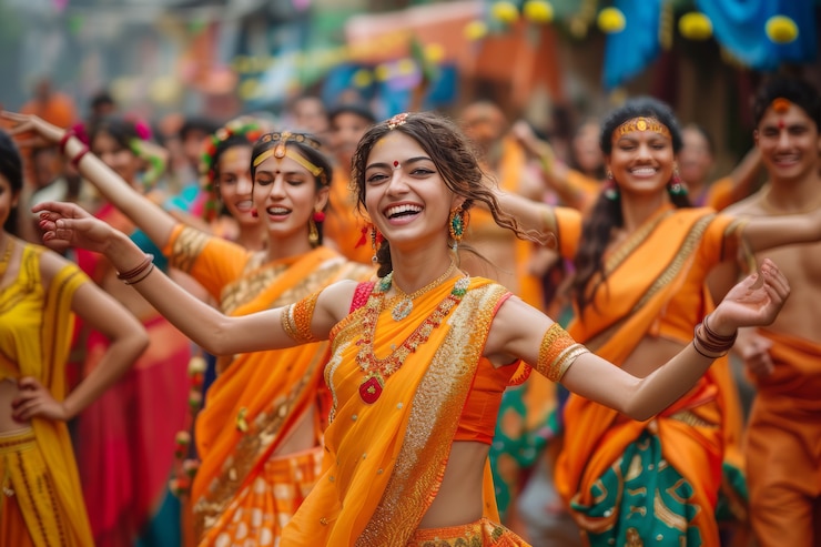Foto gratuito gente realistica che celebra il gudi padwa
