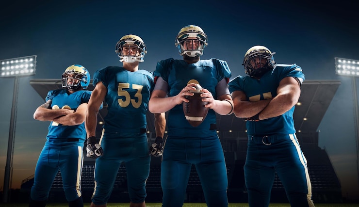 Foto gratuito giocatore di football americano di football americano nello stadio di sport professionistico
