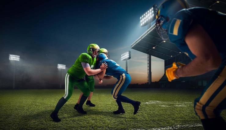 Foto gratuito giocatore di football americano di football americano nello stadio di sport professionistico