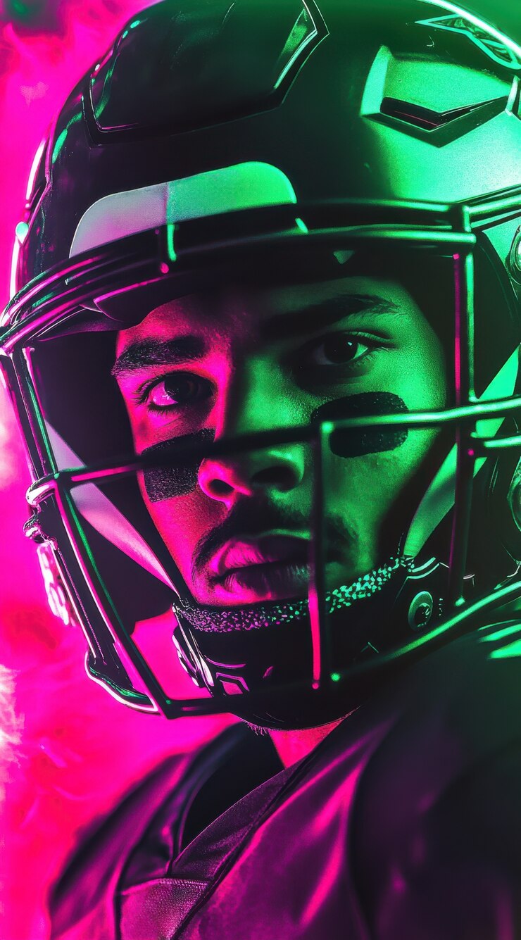 Foto gratuito giocatore di football americano in stile neon