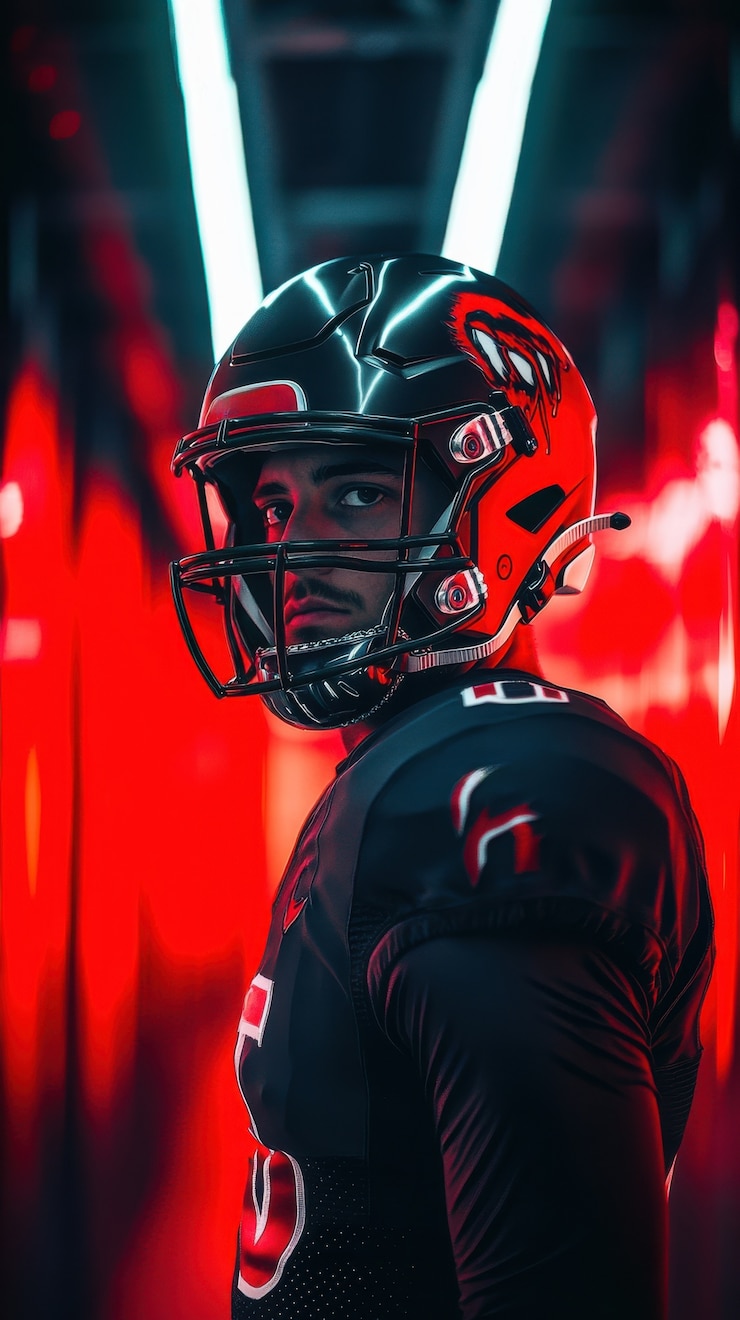 Foto gratuito giocatore di football americano in stile neon