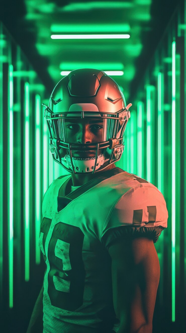 Foto gratuito giocatore di football americano in stile neon
