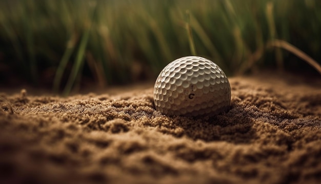 Giocatore di golf che mette la palla sul campo di erba verde generato dall'intelligenza artificiale