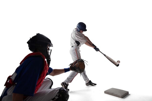 Giocatori di baseball professionisti isolati su bianco