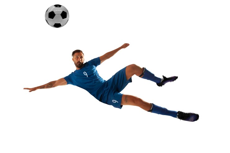Foto gratuito giocatori di calcio su sfondo bianco