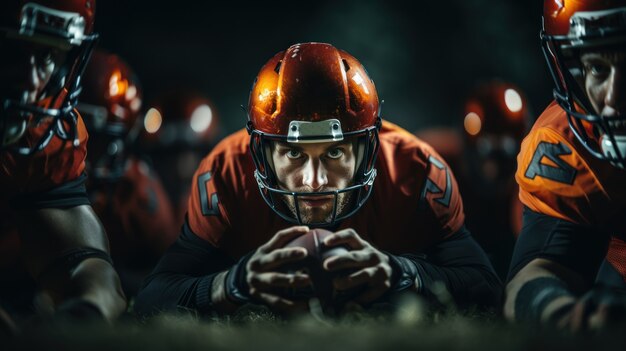 Giocatori di football americano che indossano attrezzature