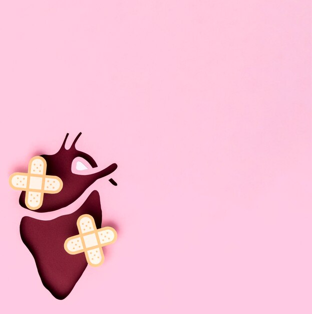 Giorno del cuore vista dall'alto con spazio di copia
