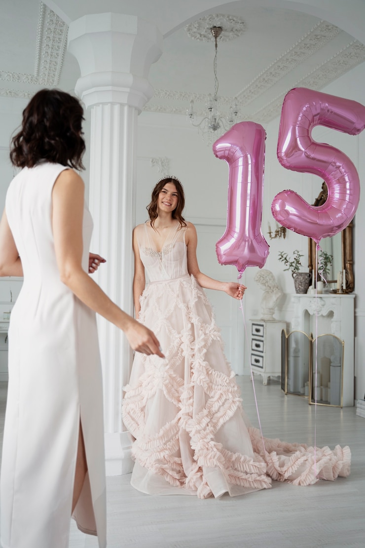 Foto gratuito giovane donna che celebra la sua quinceanera