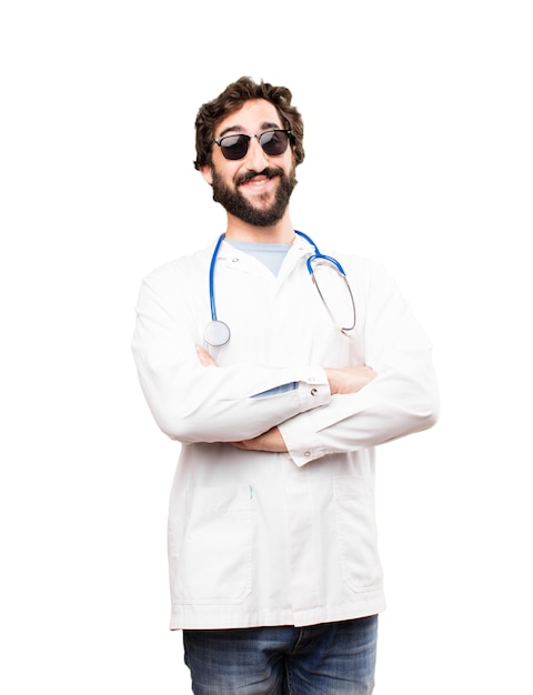 Giovane medico uomo felice espressione