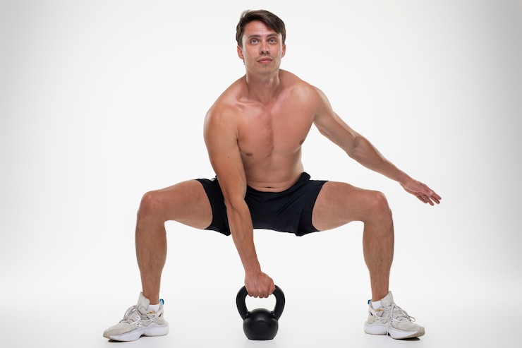 Foto gratuito giovane uomo in forma che si allena per il bodybuilding
