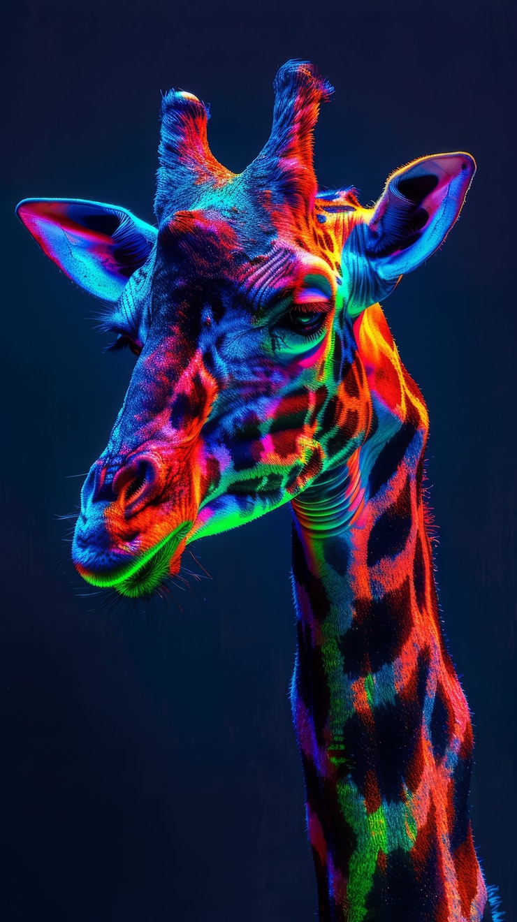 Foto gratuito giraffe in luci al neon