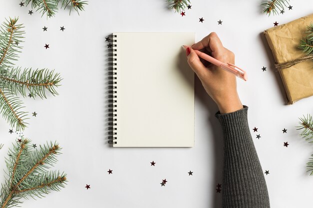 Gli obiettivi programmano i sogni fanno fare lista per la scrittura del concetto di Natale del nuovo anno