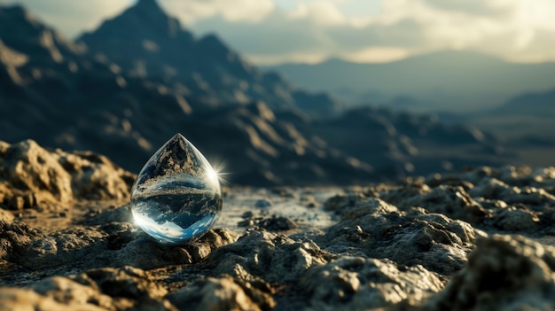 Goccia d'acqua realistica con un ecosistema per la giornata mondiale dell'acqua