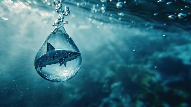 Goccia d'acqua realistica con un ecosistema per la giornata mondiale dell'acqua