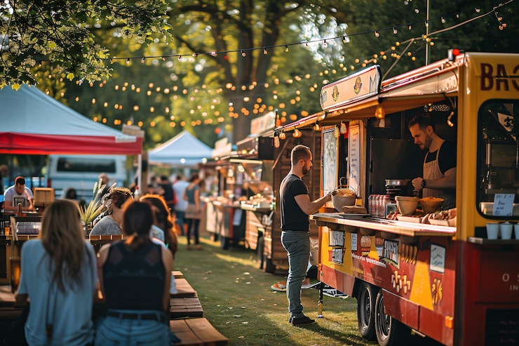 Foto gratuito godersi il festival del cibo di strada