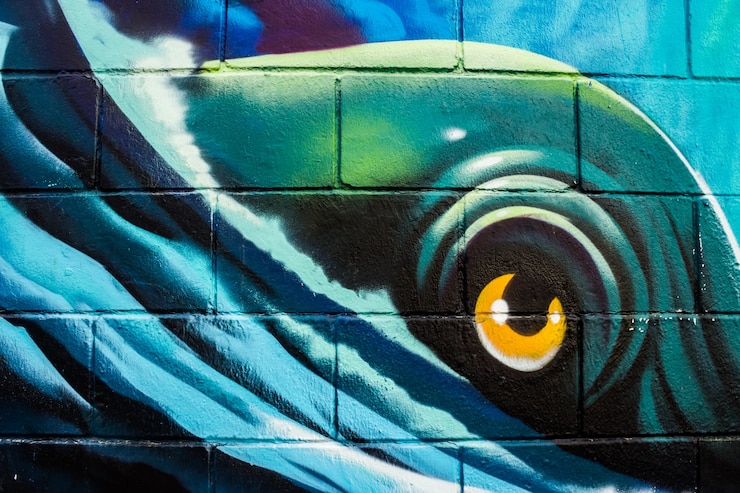 Foto gratuito graffiti di un mostro marino