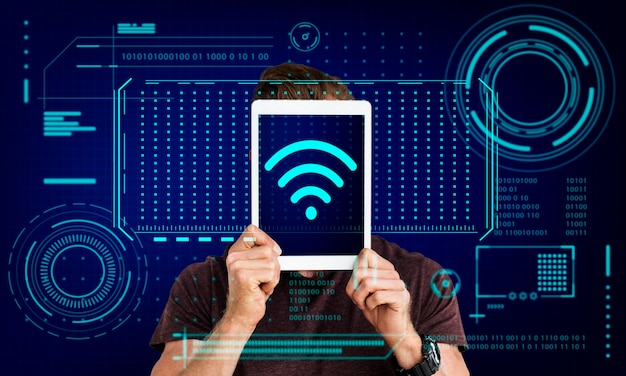 Grafica della tecnologia di comunicazione della connessione wireless Internet Wi-Fi