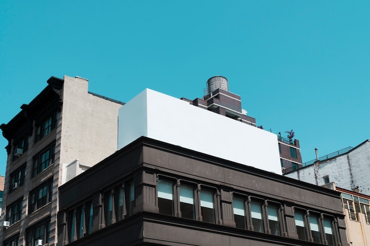 Foto gratuito grande modello di cartellone su edificio in città