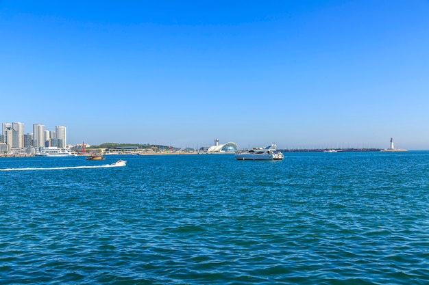 Grattacielo, porto, affari, acqua, vista, paesaggio