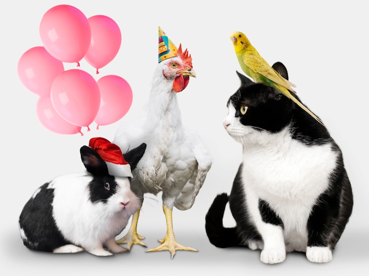 Foto gratuito gruppo di animali carini su sfondo bianco