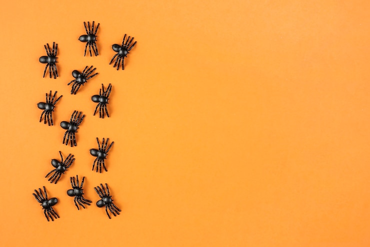 Foto gratuito gruppo di ragni giocattolo terrificante