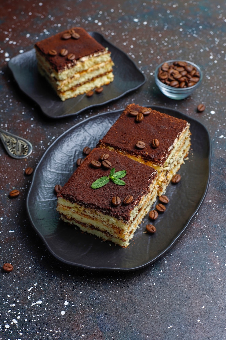Foto gratuito gustosa torta tiramisù fatta in casa.