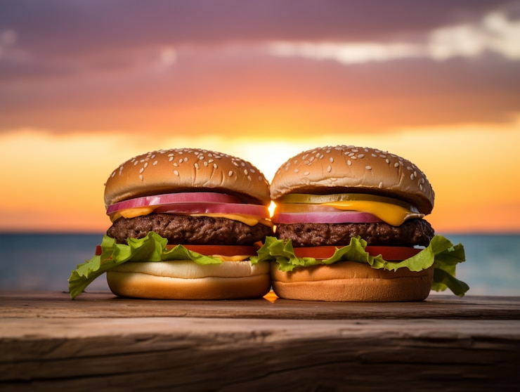 Foto gratuito hamburger deliziosi all'aperto