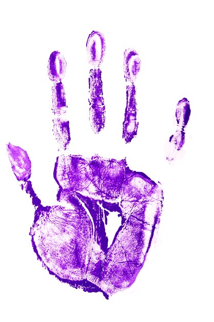 Handprint in vernice viola