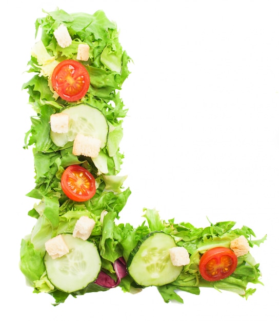 Healthy lettera l con verdure
