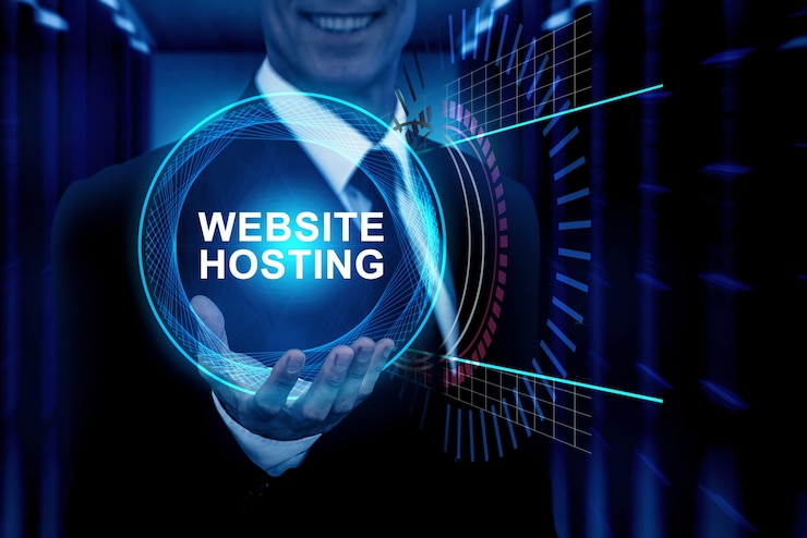 Foto gratuito hosting di siti web con uomo sorridente in tuta