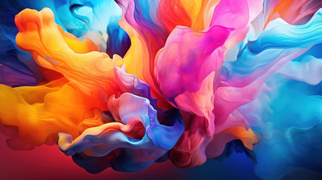 I colori vorticosi interagiscono in una danza fluida su una tela mostrando tonalità vibranti e motivi dinamici che catturano il caos e la bellezza dell'arte astratta