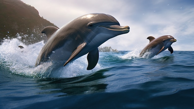 I delfini che saltano fuori dall'acqua