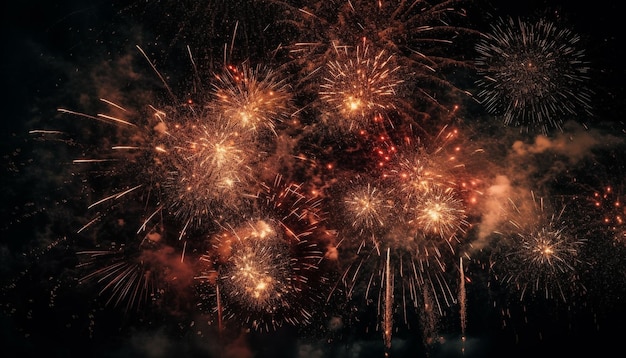 I fuochi d'artificio sono accesi nel cielo notturno.