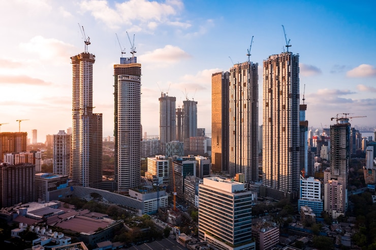 Foto gratuito i grattacieli della skyline di mumbai in costruzione